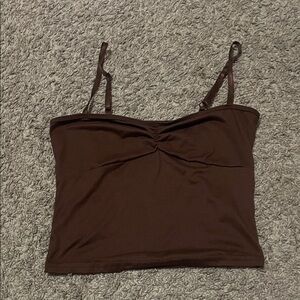 SHEIN Chocolate Brown Ruched Cami Tank Top